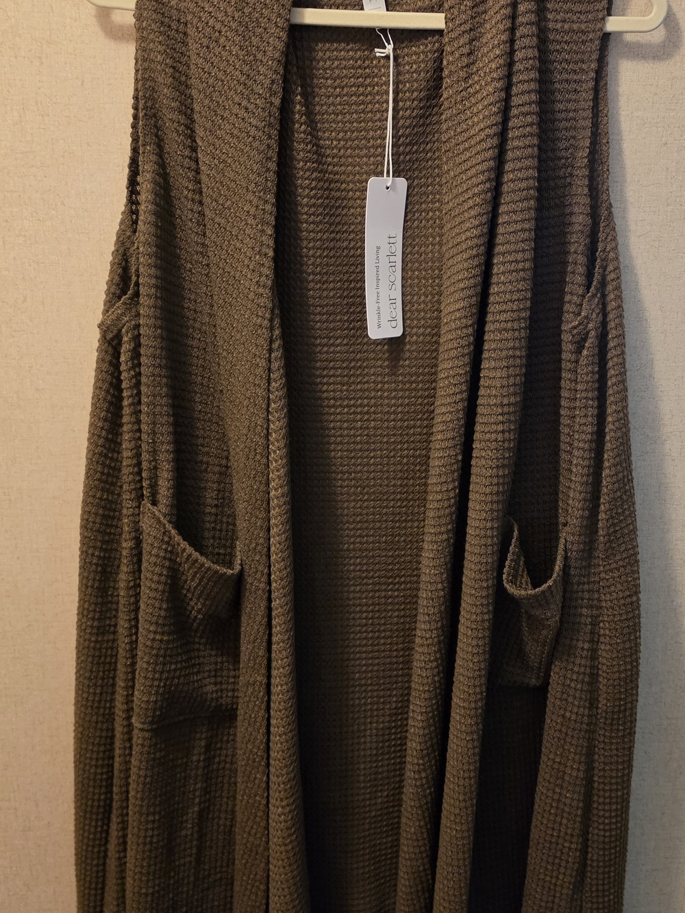 Dear Scarlett Women's Brown Waffle Knit Duster Vest NWT